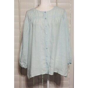 Talbots Women PXL  Linen Button Up Blouse Beach Lagenlook Minimalist